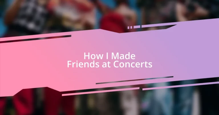 How I Made Friends at Concerts